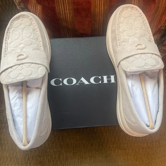 Coach Cream Loafers with Signature Pattern - Picture 3 of 10